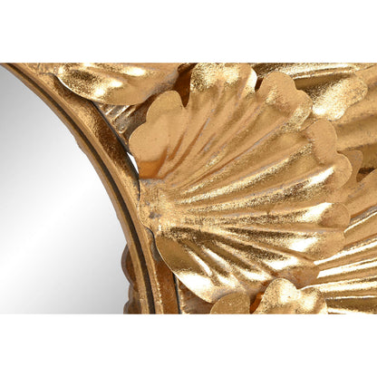 Home ESPRIT Wall Mirror Gold Metal Plant Leaf 76.5 x 8 x 76.5 cm