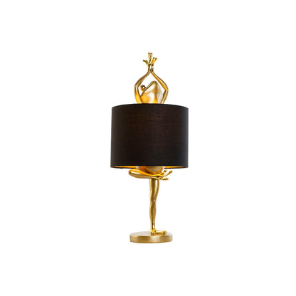 Home ESPRIT Table Lamp Black Golden Resin 50 W 220 V 28 x 28 x 68 cm (2 Units)