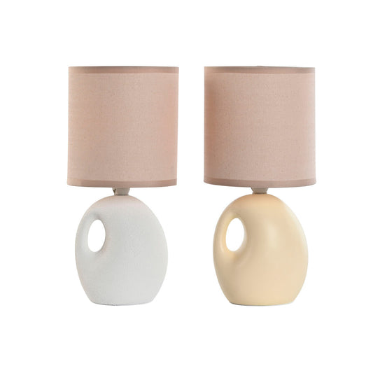 Home ESPRIT Table Lamp White Cream Dolomite 220 W 40 V 14 x 14 x 30 cm (2 Units) (12 Units)