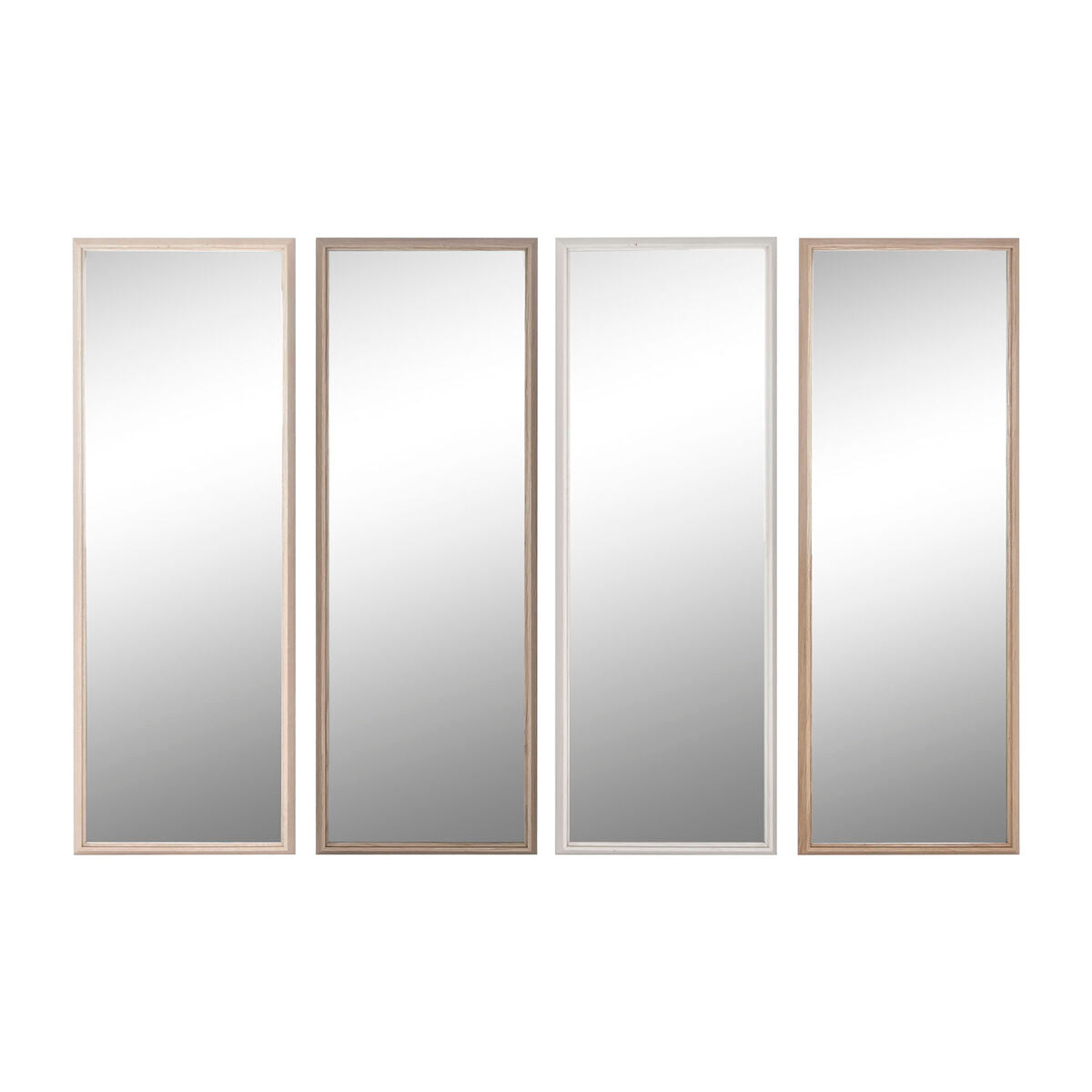 Home ESPRIT Wall Mirror White Brown Beige Grey Glass Polystyrene 33 x 3 x 95.5 cm (4 Units)