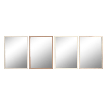 Home ESPRIT Wall Mirror White Brown Beige Grey Cream Glass Polystyrene 66 x 2 x 92 cm (4 Units)