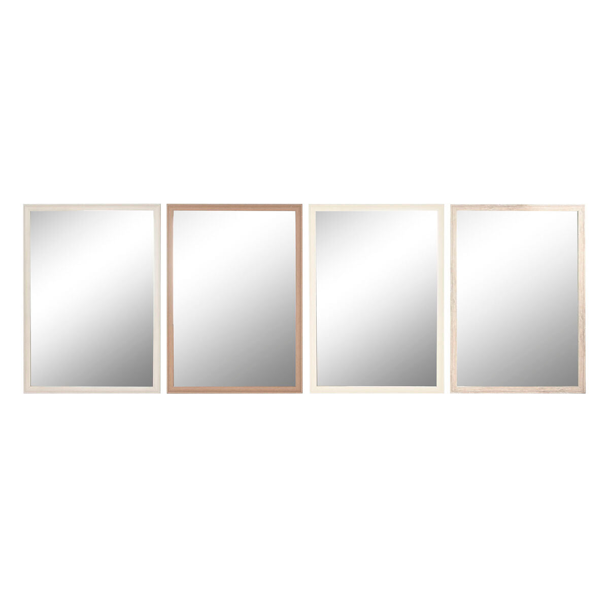 Home ESPRIT Wall Mirror White Brown Beige Grey Cream Glass Polystyrene 66 x 2 x 92 cm (4 Units)