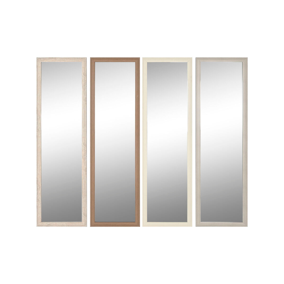 Home ESPRIT Wall Mirror White Brown Beige Grey Glass Polystyrene 36 x 2 x 125 cm (4 Units)