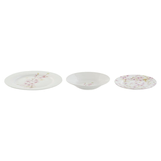 Set de Vajilla Home ESPRIT Blanco Verde Rosa Porcelana 18 Piezas 27 x 27 x 2 cm