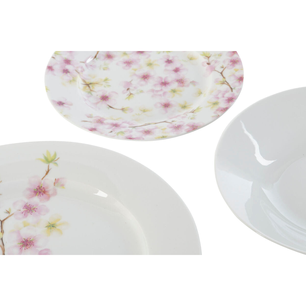 Home ESPRIT Dinnerware Set White Green Pink Porcelain 18 Pieces 27 x 27 x 2 cm