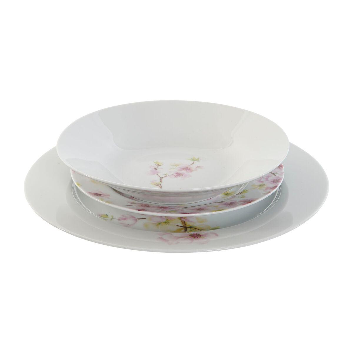 Home ESPRIT Dinnerware Set White Green Pink Porcelain 18 Pieces 27 x 27 x 2 cm