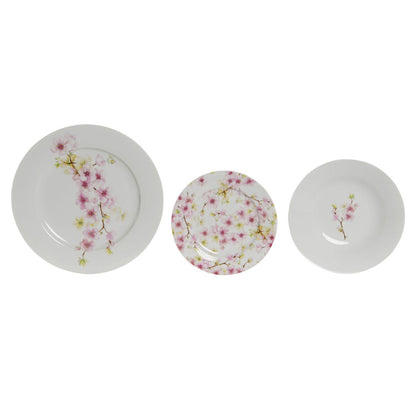 Home ESPRIT Dinnerware Set White Green Pink Porcelain 18 Pieces 27 x 27 x 2 cm