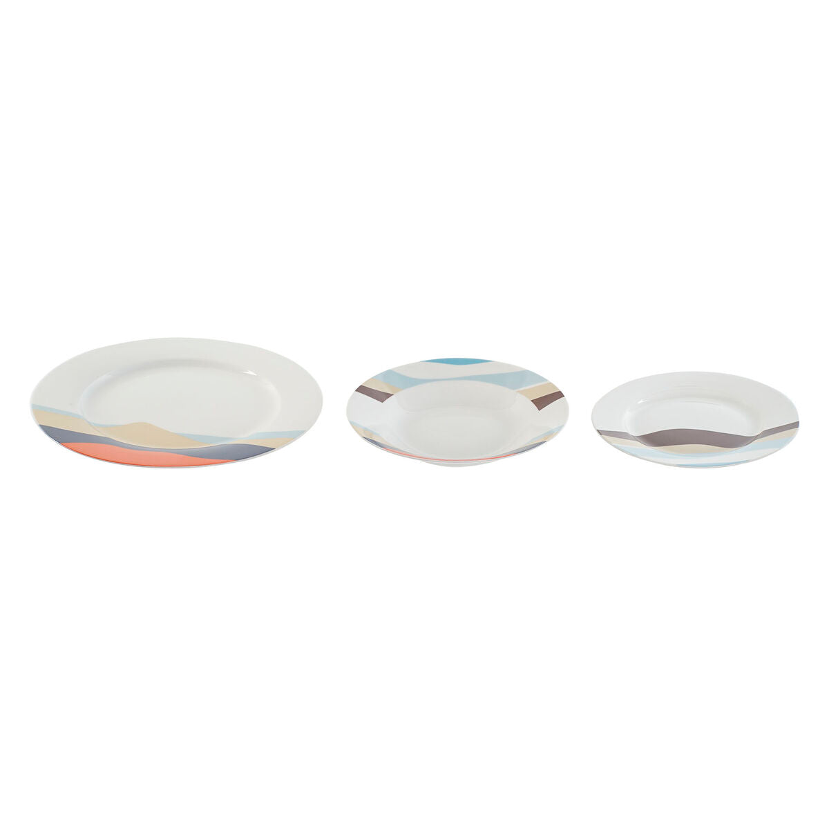 Set de Vajilla Home ESPRIT Azul Verde Porcelana Tropical 18 Piezas 27 x 27 x 2 cm