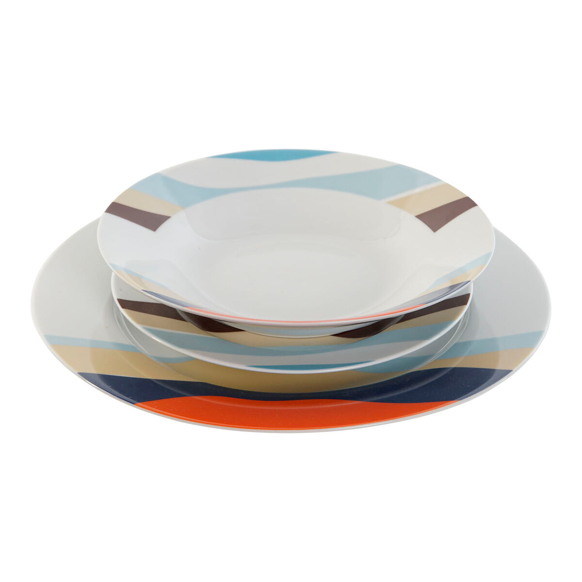 Home ESPRIT Dinnerware Set Blue Green Tropical Porcelain 18 Pieces 27 x 27 x 2 cm