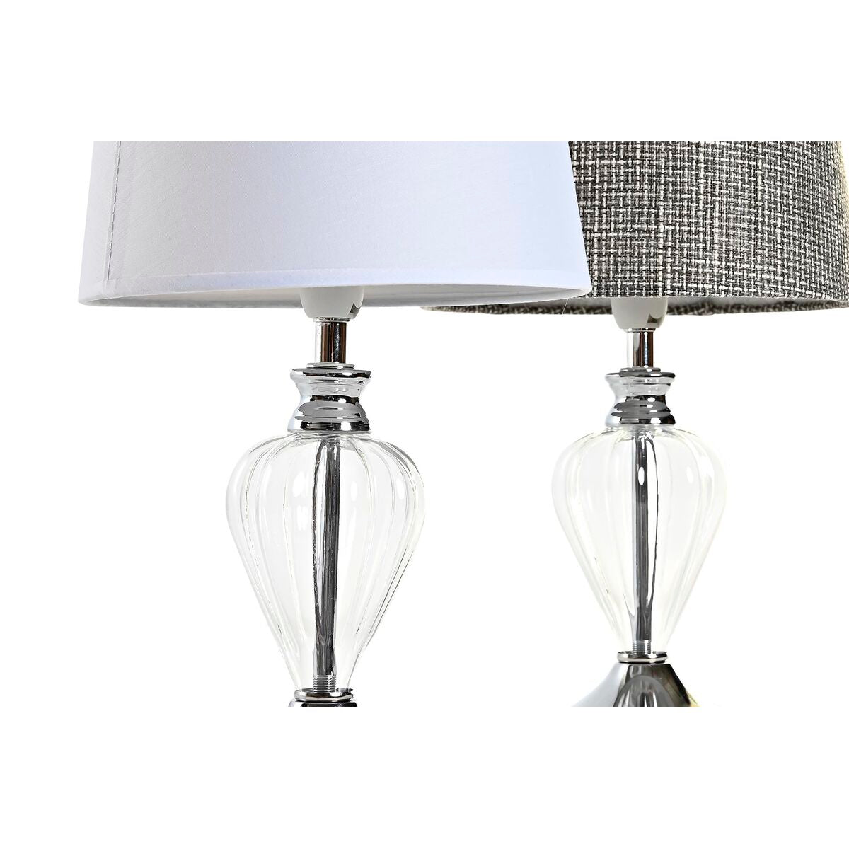 Home ESPRIT Table Lamp White Grey Metal Glass 20 x 20 x 37 cm (2 Units)