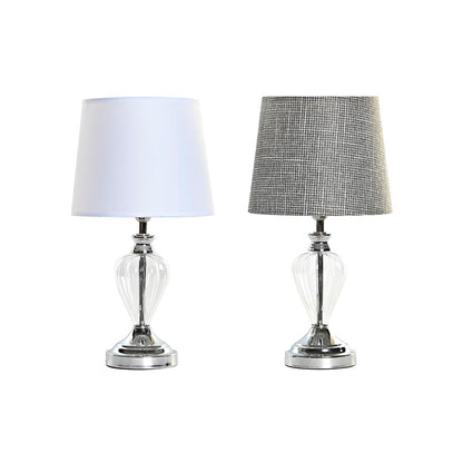 Home ESPRIT Table Lamp White Grey Metal Glass 20 x 20 x 37 cm (2 Units)