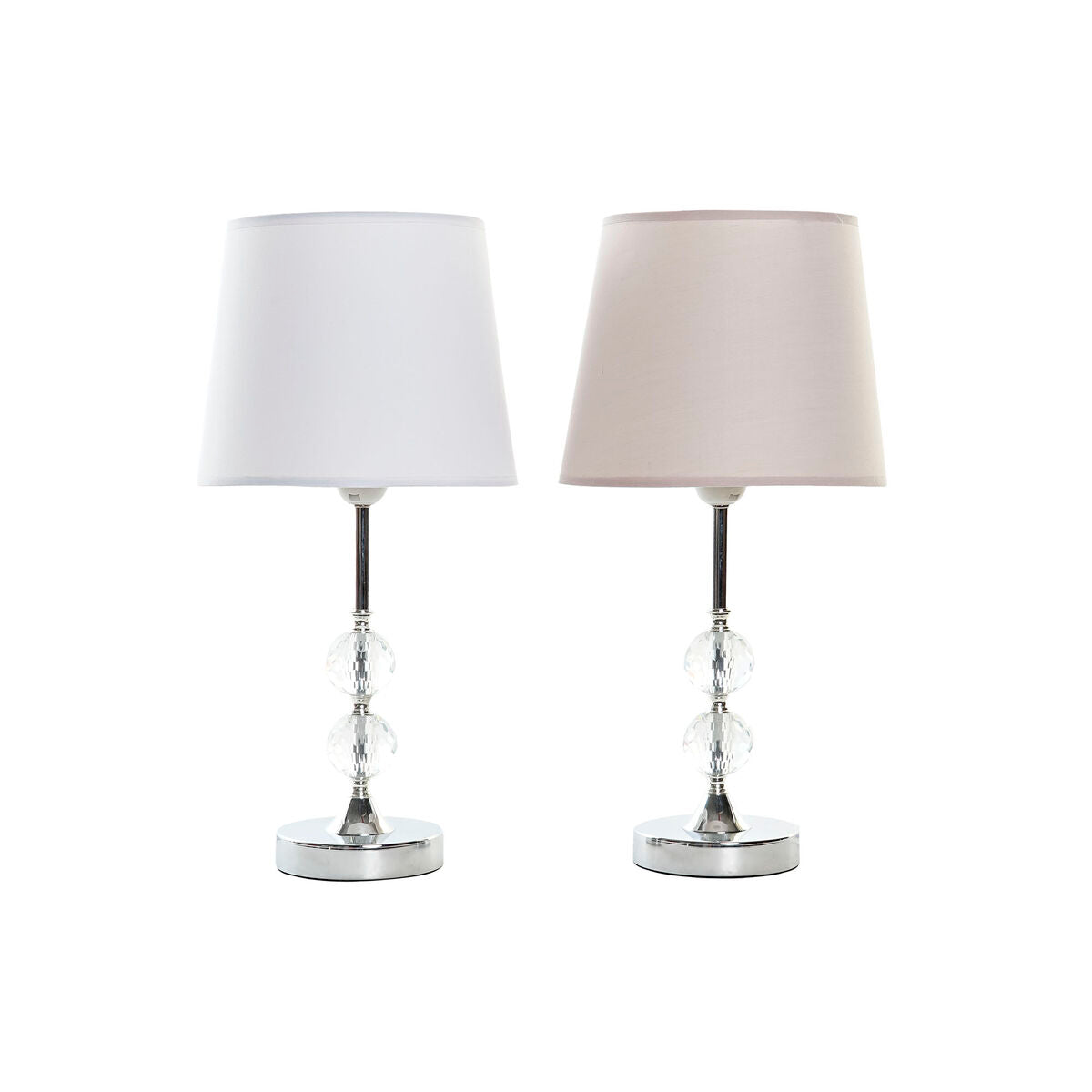 Home ESPRIT Table Lamp White Beige Metal Glass 50 W 220 V 23 x 23 x 46 cm (2 Units)