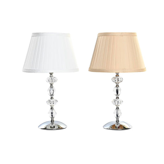 Home ESPRIT Table Lamp White Beige Metal Glass 25 x 25 x 42 cm (2 Units)