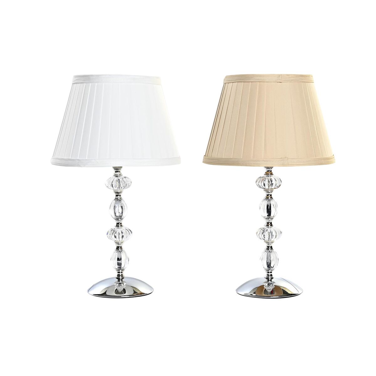 Home ESPRIT Table Lamp White Beige Metal Glass 25 x 25 x 42 cm (2 Units)