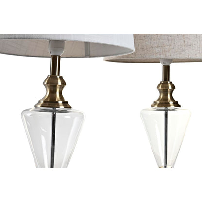 Home ESPRIT Table Lamp White Beige Metal Glass 35 x 35 x 69 cm (2 Units)