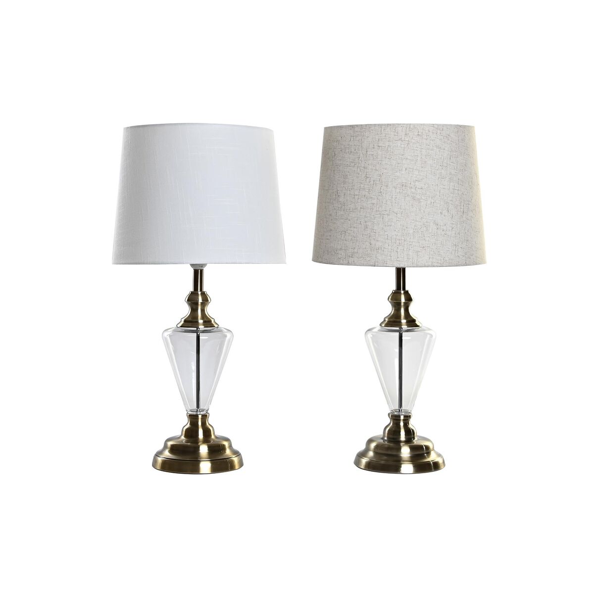 Home ESPRIT Table Lamp White Beige Metal Glass 35 x 35 x 69 cm (2 Units)