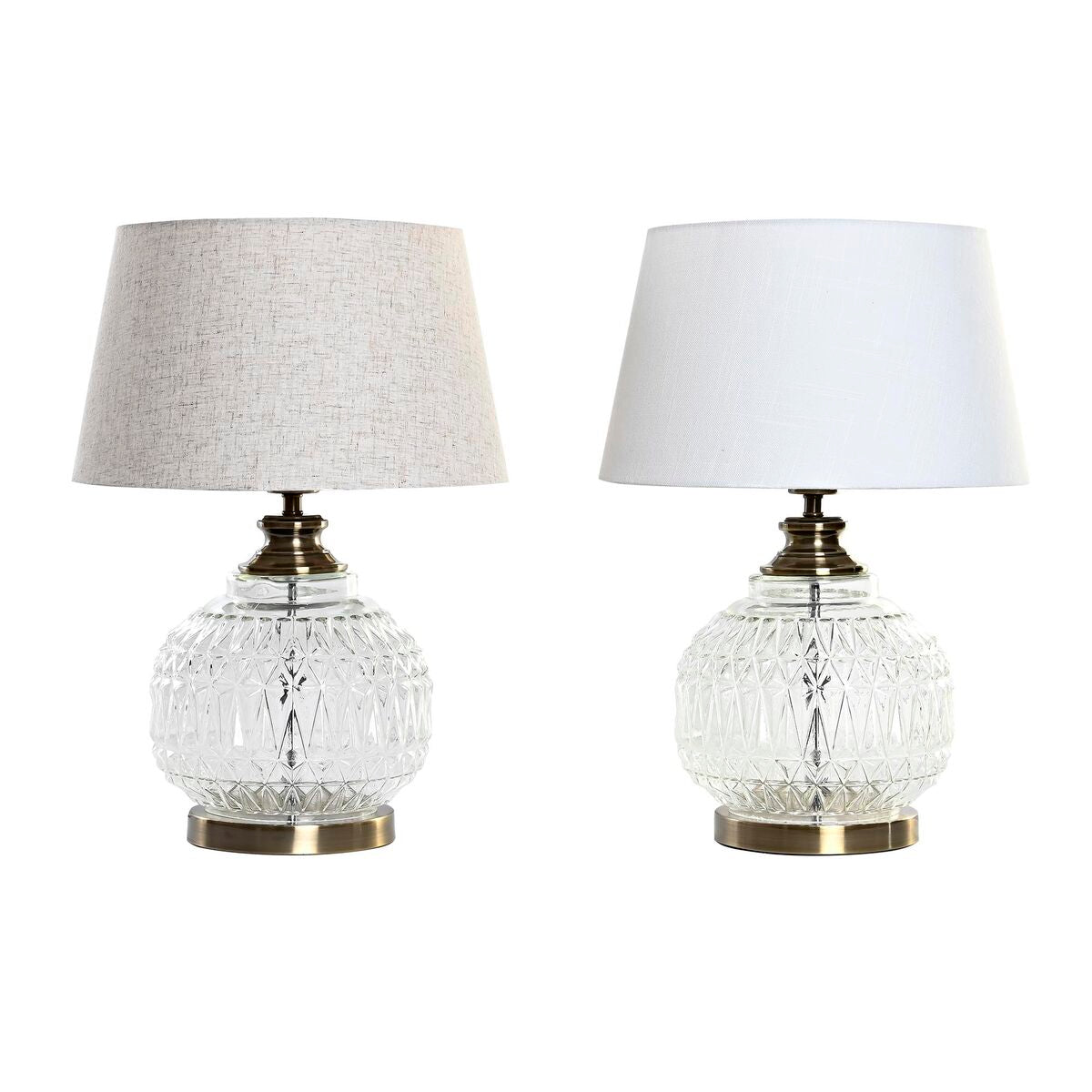 Home ESPRIT Table Lamp White Beige Metal Glass 38 x 38 x 54 cm (2 Units)