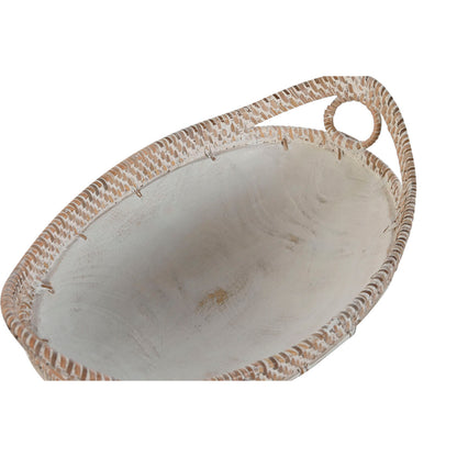 Centro de Mesa Home ESPRIT Blanco Natural Mediterráneo Decapé 40 x 24 x 14 cm (3 Piezas)