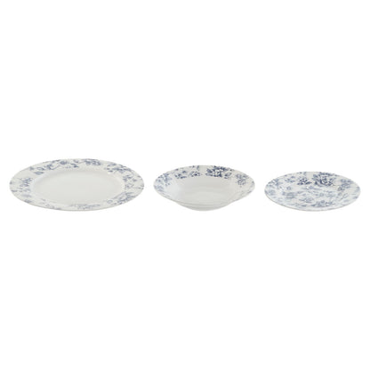 Home ESPRIT Blue Floral Porcelain Dinnerware Set 18 Pieces 27 x 27 x 2 cm