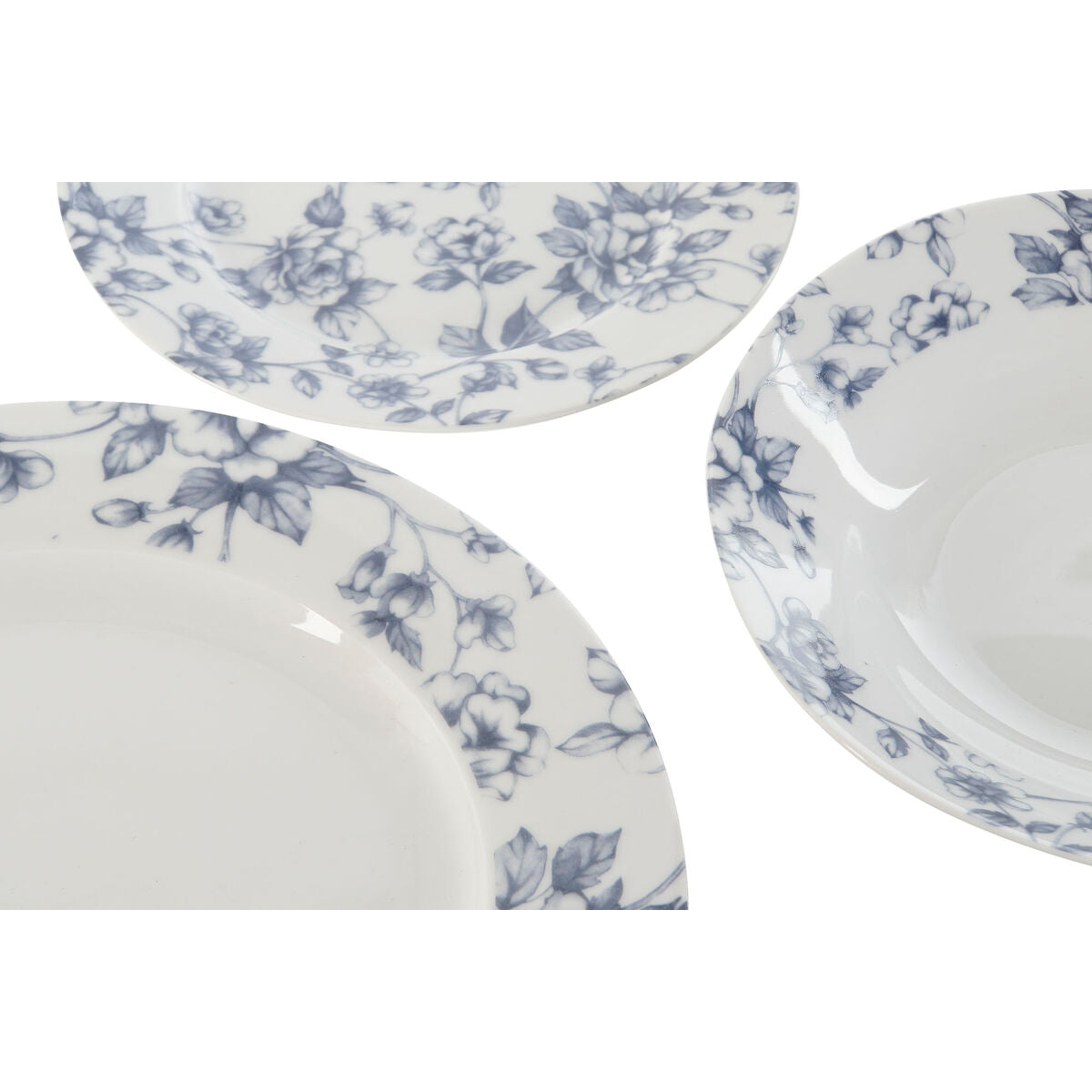 Set de Vajilla Home ESPRIT Azul Porcelana Floral 18 Piezas 27 x 27 x 2 cm