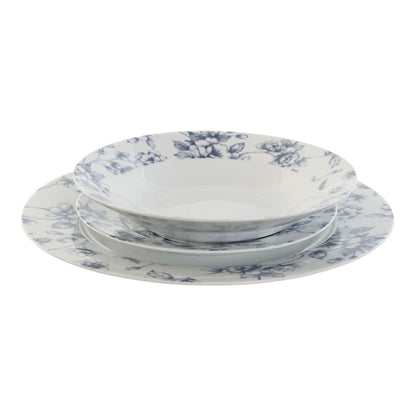 Home ESPRIT Blue Floral Porcelain Dinnerware Set 18 Pieces 27 x 27 x 2 cm