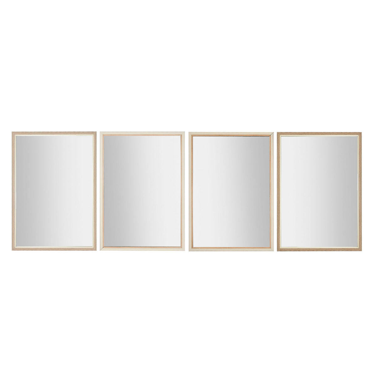 Espejo de pared Home ESPRIT Blanco Marrón Beige Gris Cristal Poliestireno 70 x 2 x 97 cm (4 Unidades)