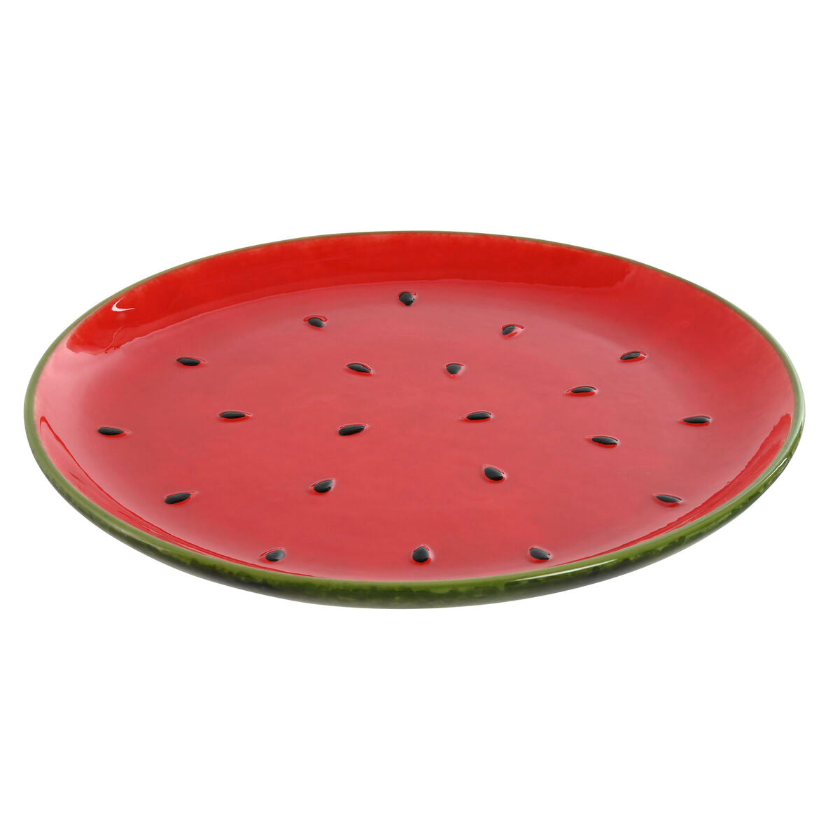 Home ESPRIT Flat Plate Red Green Stoneware Watermelon 27.5 x 27.5 x 3 cm