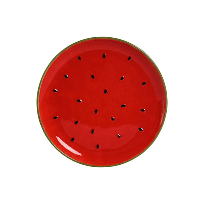 Home ESPRIT Flat Plate Red Green Stoneware Watermelon 27.5 x 27.5 x 3 cm