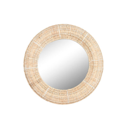 Home ESPRIT Natural Metal Tropical Fiber Wall Mirror 90 x 8 x 90 cm