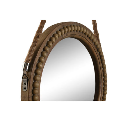 Home ESPRIT Wall Mirror Brown Wood Rope Colonial Balls 38 x 4 x 72 cm