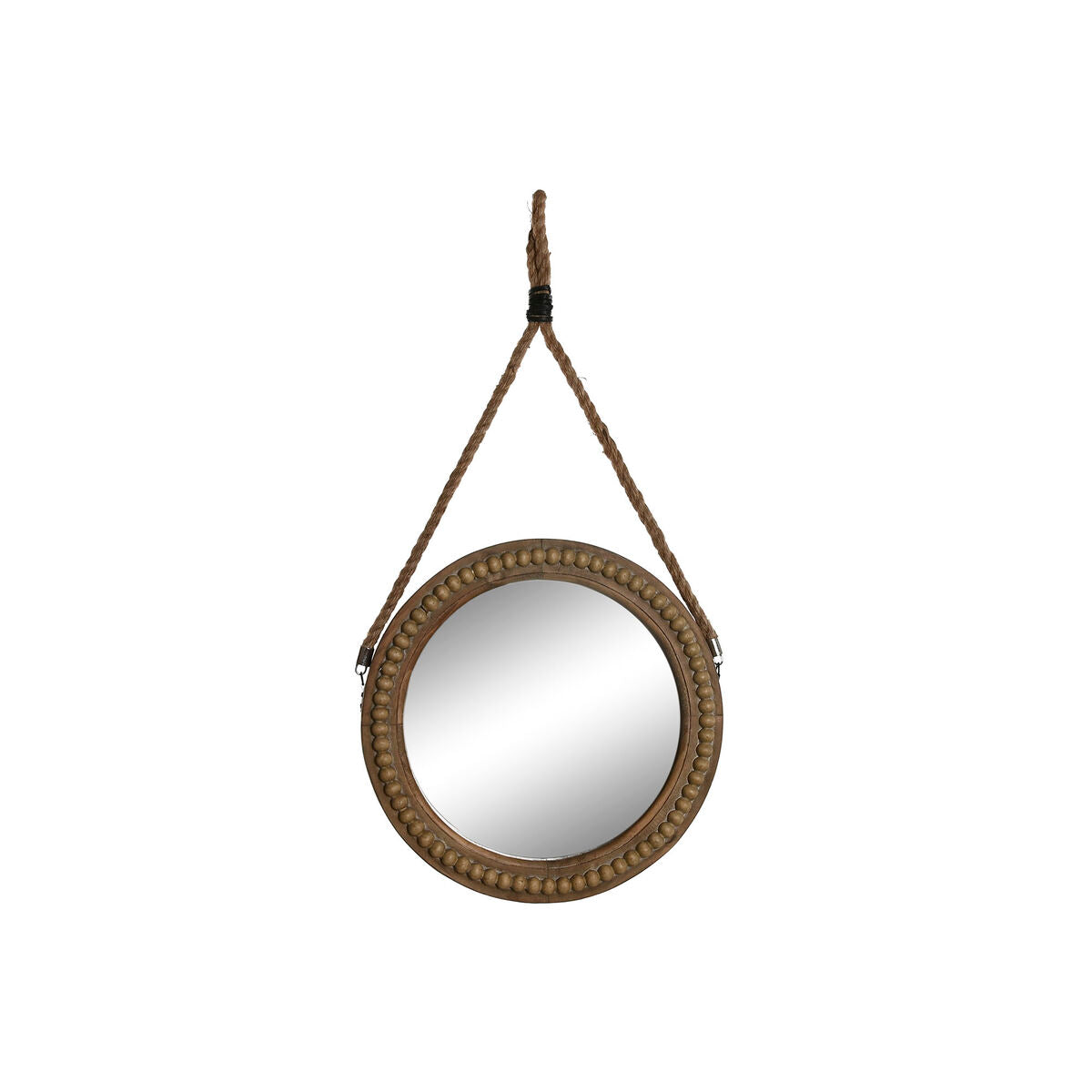 Home ESPRIT Wall Mirror Brown Wood Rope Colonial Balls 38 x 4 x 72 cm