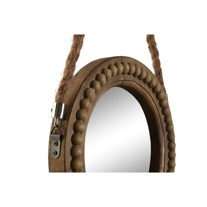 Home ESPRIT Wall Mirror Brown Wood Rope Colonial Balls 28 x 4 x 61 cm