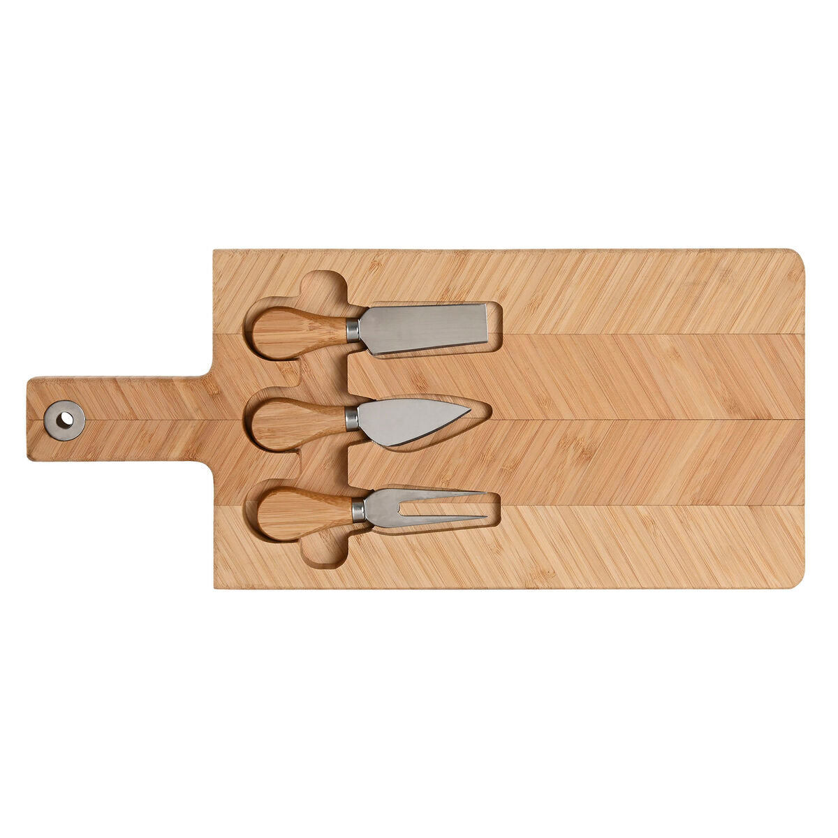 Home ESPRIT Natural Bamboo Stainless Steel Cutting Board 41 x 18.3 x 2 cm (4 Pieces)