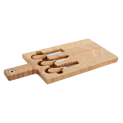 Tabla de cortar Home ESPRIT Natural Bambú Acero Inoxidable 41 x 18,3 x 2 cm (4 Piezas)