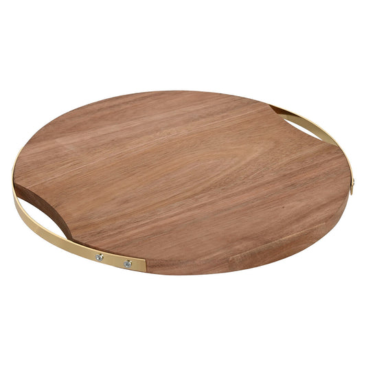 ESPRIT Home Cutting Board Gold Natural Metal Acacia 32.3 x 31.3 x 1.4 cm