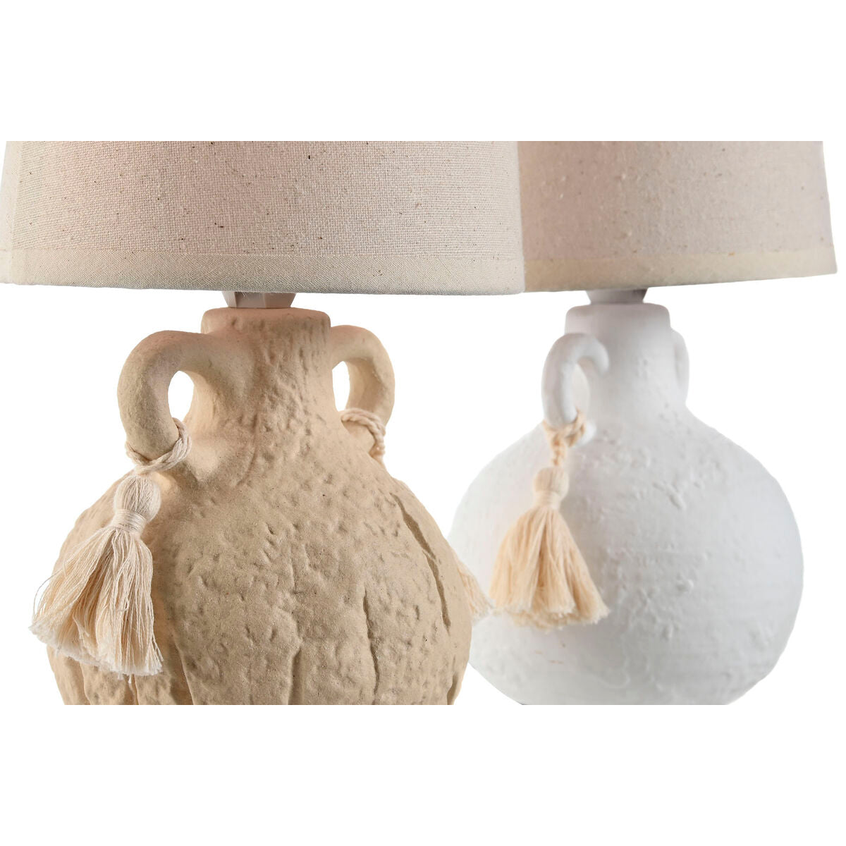 Home ESPRIT White Beige Ceramic Table Lamp 220 V 15 x 15 x 28 cm (2 Units)