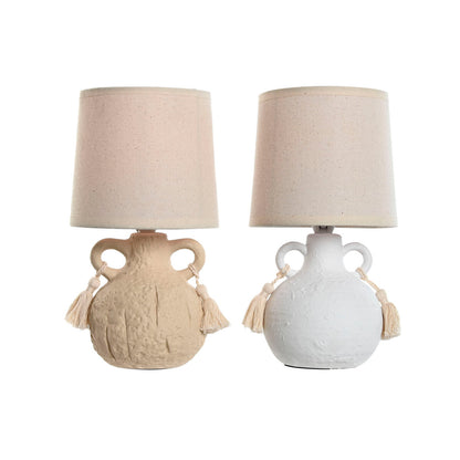 Home ESPRIT White Beige Ceramic Table Lamp 220 V 15 x 15 x 28 cm (2 Units)