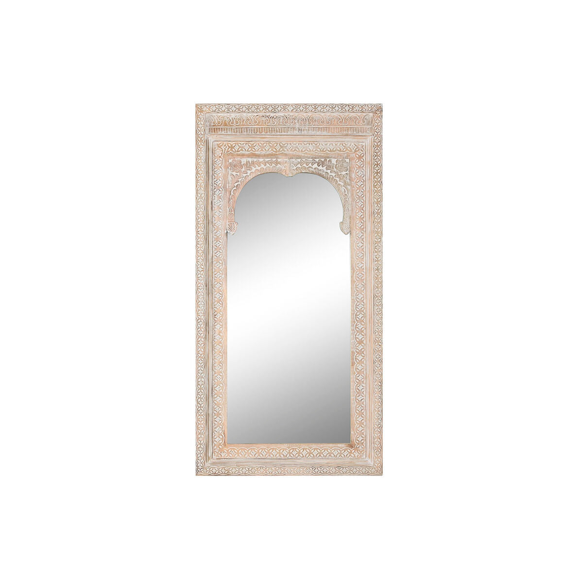 Home ESPRIT Natural Glass Wall Mirror Mango Wood Indian Decapé 90 x 3.5 x 180 cm