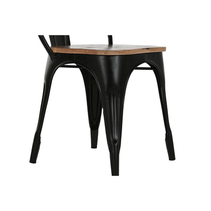 Silla de Comedor Home ESPRIT Negro Marrón oscuro Madera Metal 48 x 55 x 92 cm