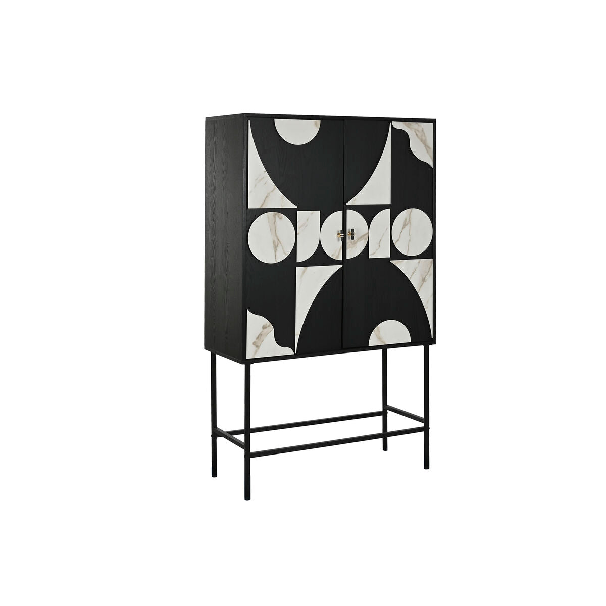 Armario Home ESPRIT Blanco Negro Metal Abeto 100 x 40 x 170 cm