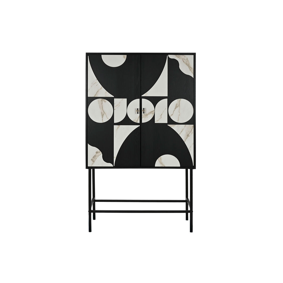 Armario Home ESPRIT Blanco Negro Metal Abeto 100 x 40 x 170 cm