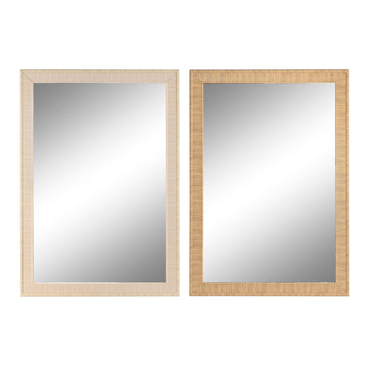 Espejo de pared Home ESPRIT Marrón Natural Scandi 93,5 X 2,5 X 134 cm (2 Unidades)