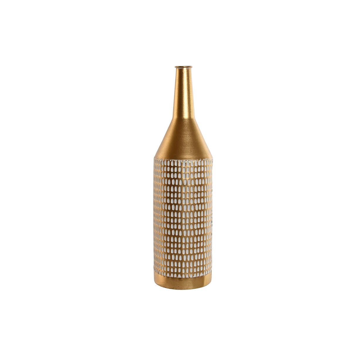 Jarrón Home ESPRIT Blanco Dorado Metal Moderno 14,5 x 14,5 x 55,5 cm