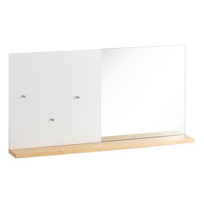 Wall mirror White Glass Oak wood DMF 50.4 x 7 x 25.4 cm