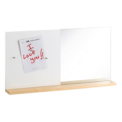 Wall mirror White Glass Oak wood DMF 50.4 x 7 x 25.4 cm