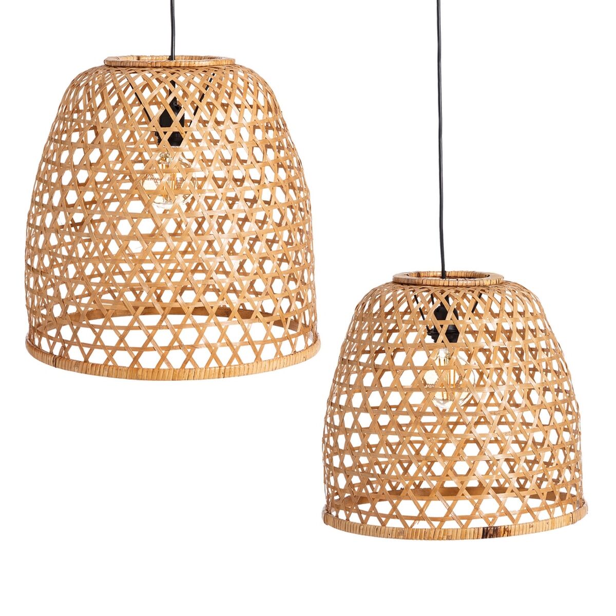 Natural Bamboo Ceiling Lamp 42 x 42 x 42 cm (2 Units)