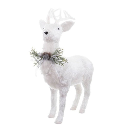 White Polyfoam Deer Christmas Decoration 73 x 33 x 108 cm