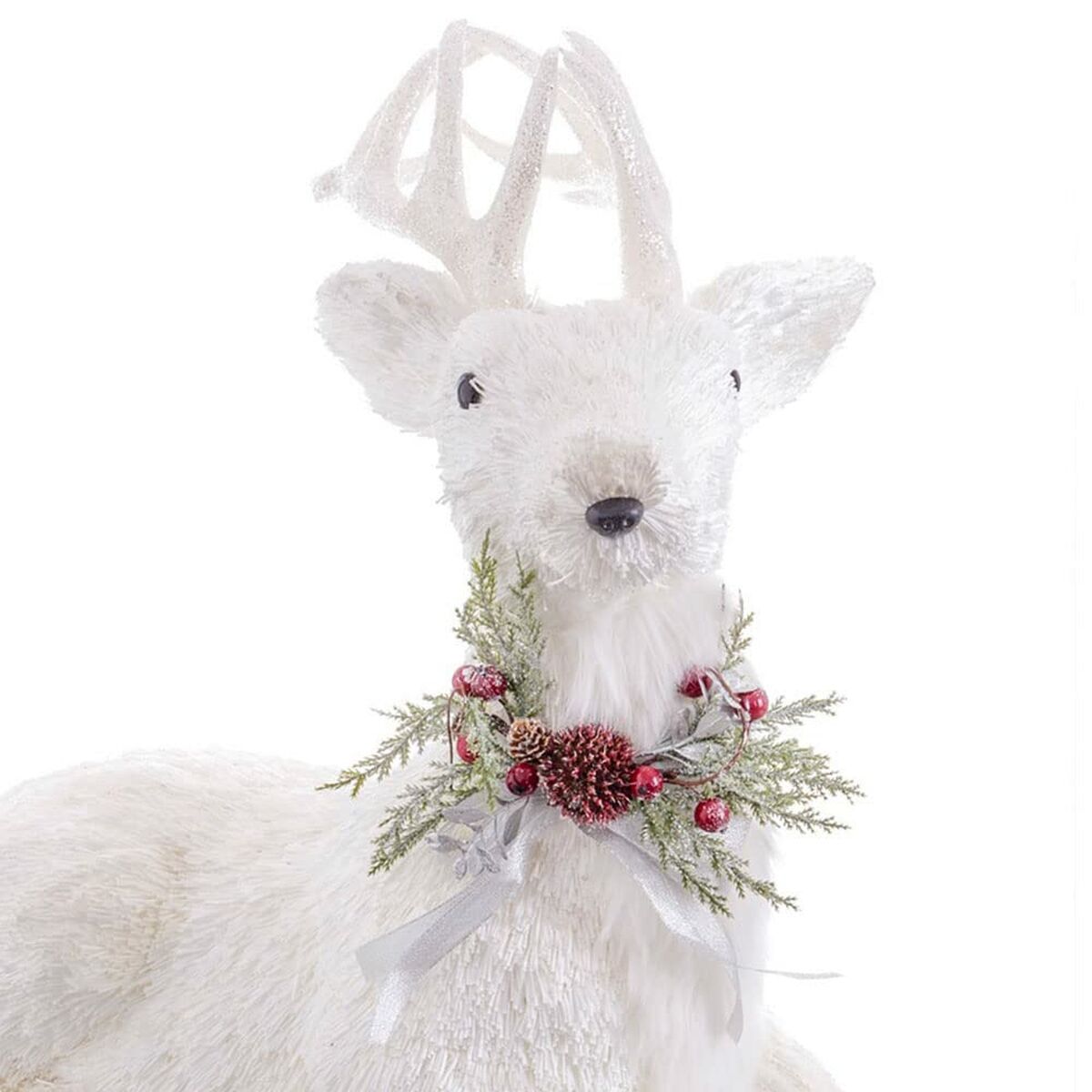 White Polyfoam Deer Christmas Decoration 60 x 37 x 63 cm