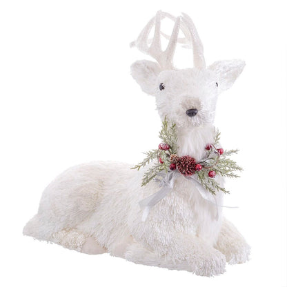 White Polyfoam Deer Christmas Decoration 60 x 37 x 63 cm