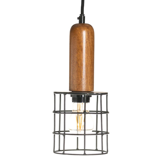 Ceiling Lamp 12 x 12 x 27 cm Natural Gold Wood Iron